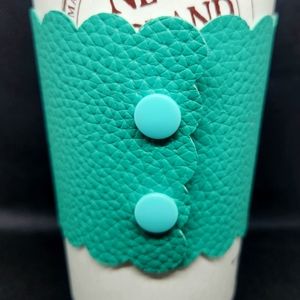 Aqua Faux Leather Cup Sleeve